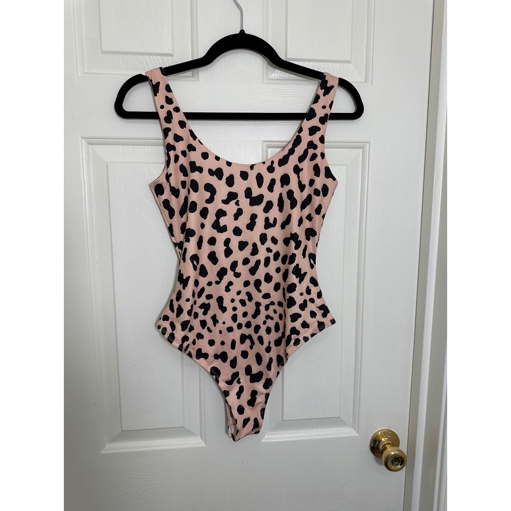 Princess Polly Pink Black Cheetah Animal Print Scoop Neck Bodysuit Womens US 6 - Picture 4 of 5